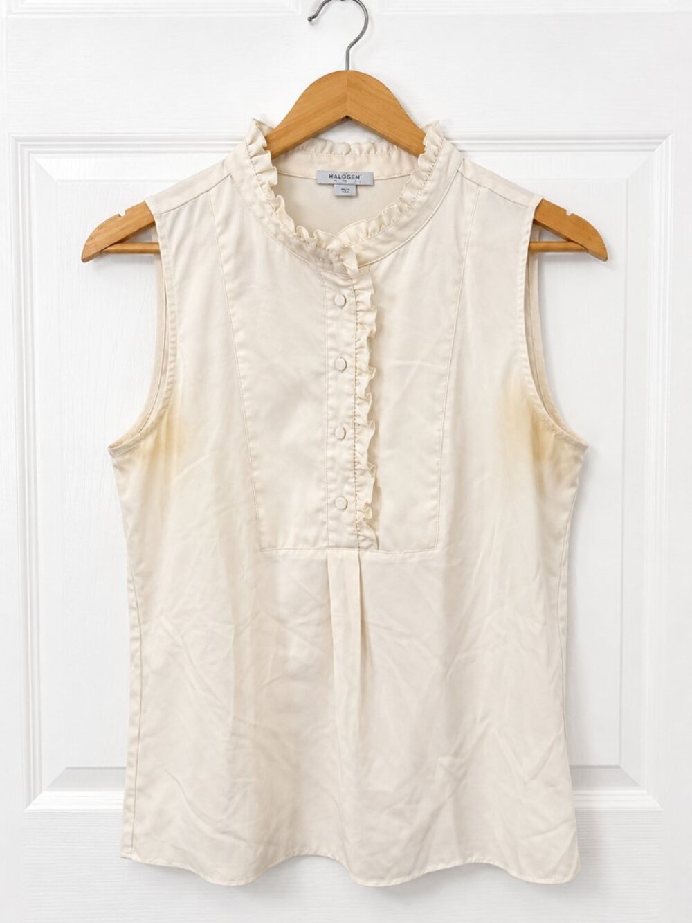 J.Crew Ivory Ruffle Neck Sleeveless Blouse